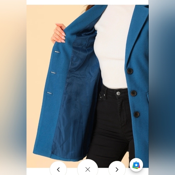 Allegra K Coats Notched Lapel Long Sleeves Single Breasted Fall Winter Peacoat - Picture 4 of 8